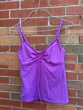 Lands' End Purple Tankini Swim Top Size 8 Adjustable Straps Ruched Front